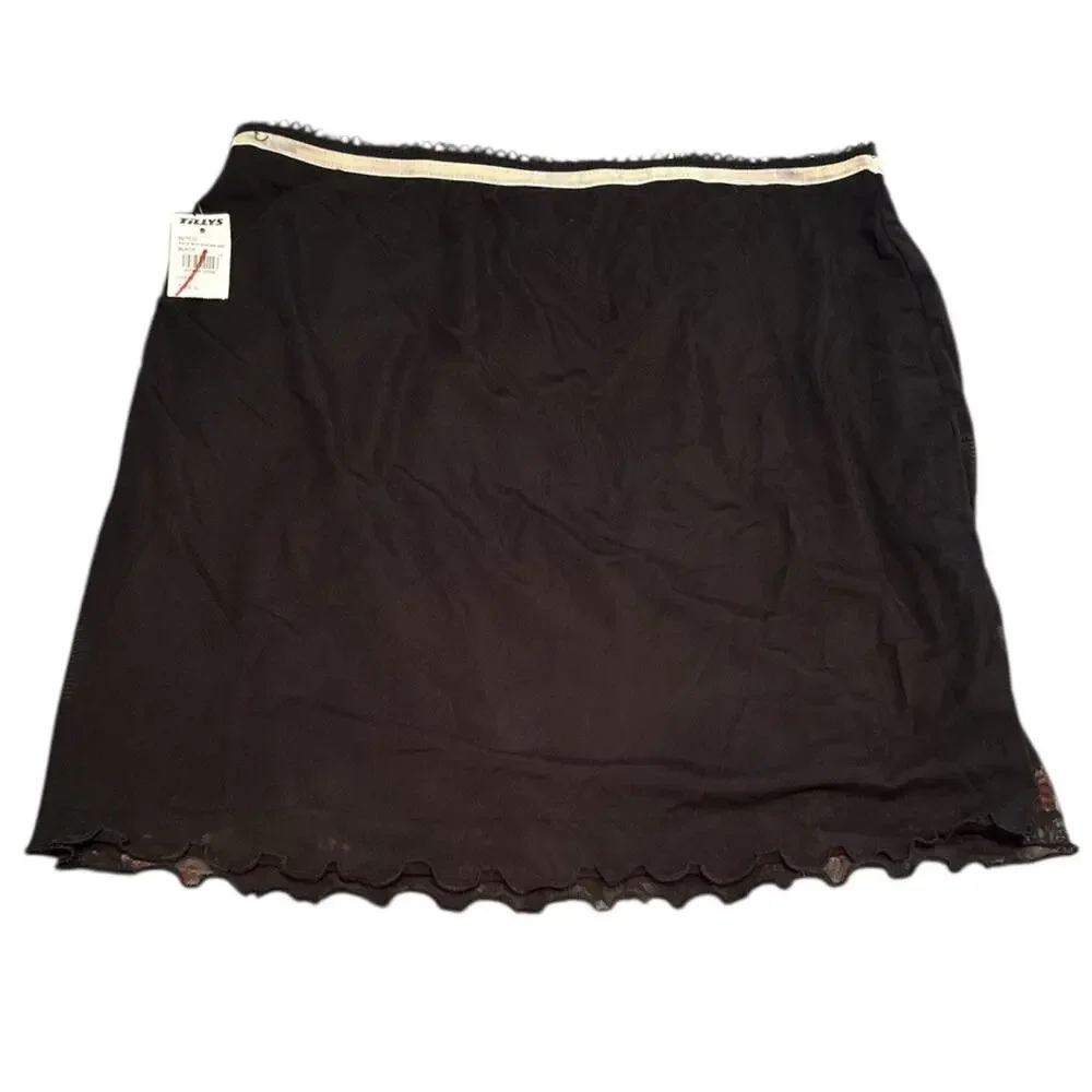 RSQ Black Mesh Mini Skirt‎ Size Large
